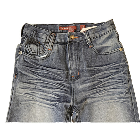 Chams Jeans Girls Size 14 Skinny Slim 506 Distressed Y2K Embroidered Pockets Hit - Picture 2 of 9